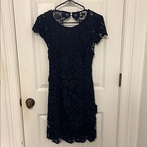 Elegant Navy Lace Dress